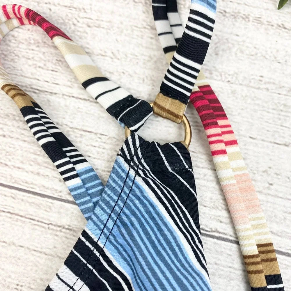 NEW COASTAL BLUE Stripe Strappy Back One Piece Swimsuit XS - Picture 4 of 10